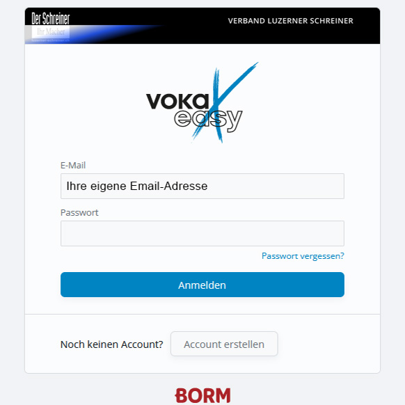 Login Bild - voka easy Xtra - schnelle Vorkalkulation